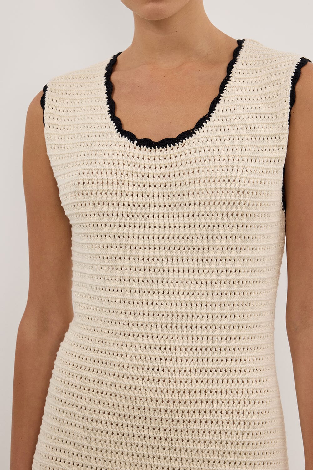 GINA CREAM SCOOP CROCHET MIDI DRESS - Image 5