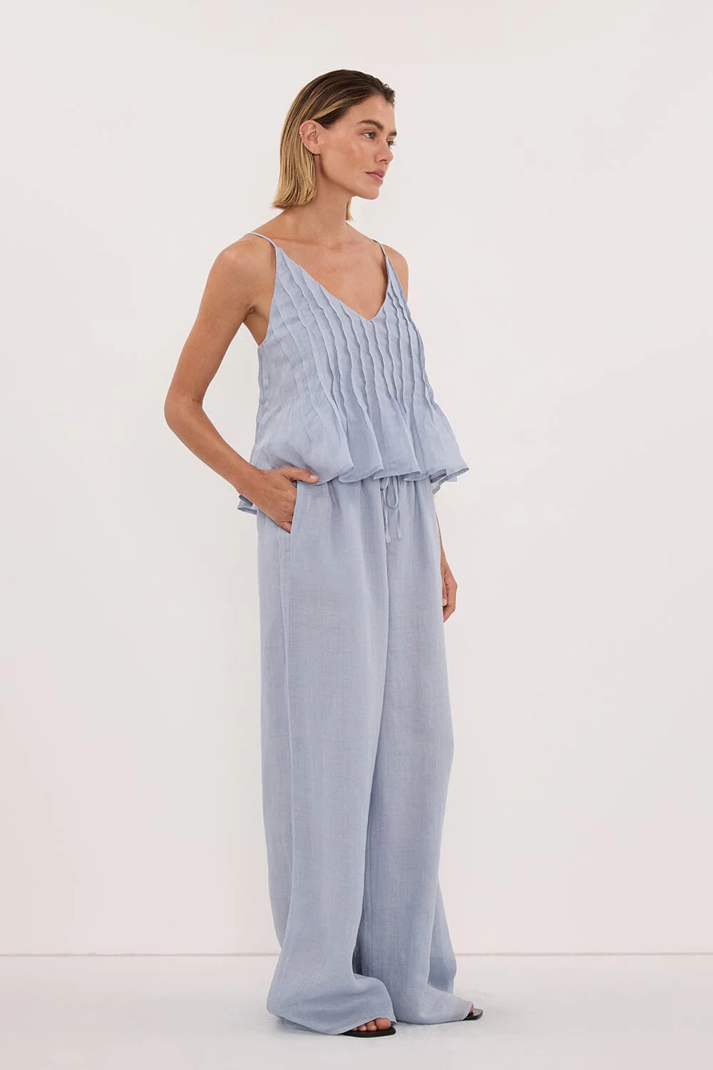 GINNY DUSTY BLUE RAMIE PANT - Image 3