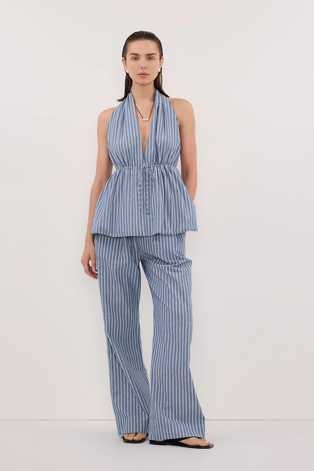 GRACIE BLUE STRIPE DRAWSTRING PANT - Image 2