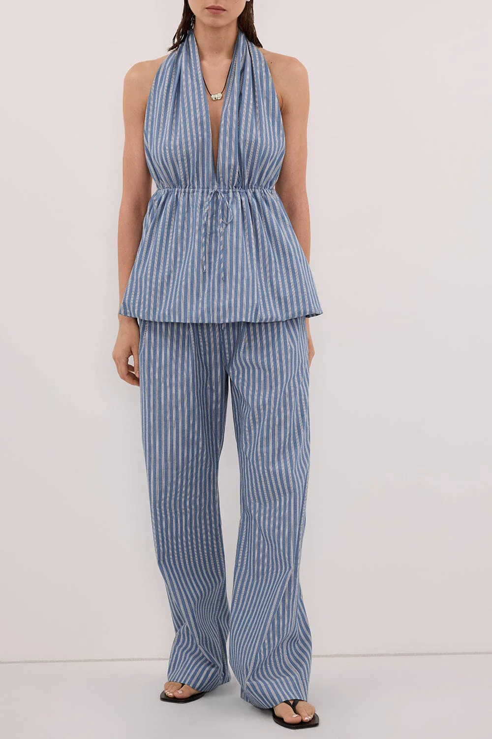 GRACIE BLUE STRIPE DRAWSTRING PANT - Image 3