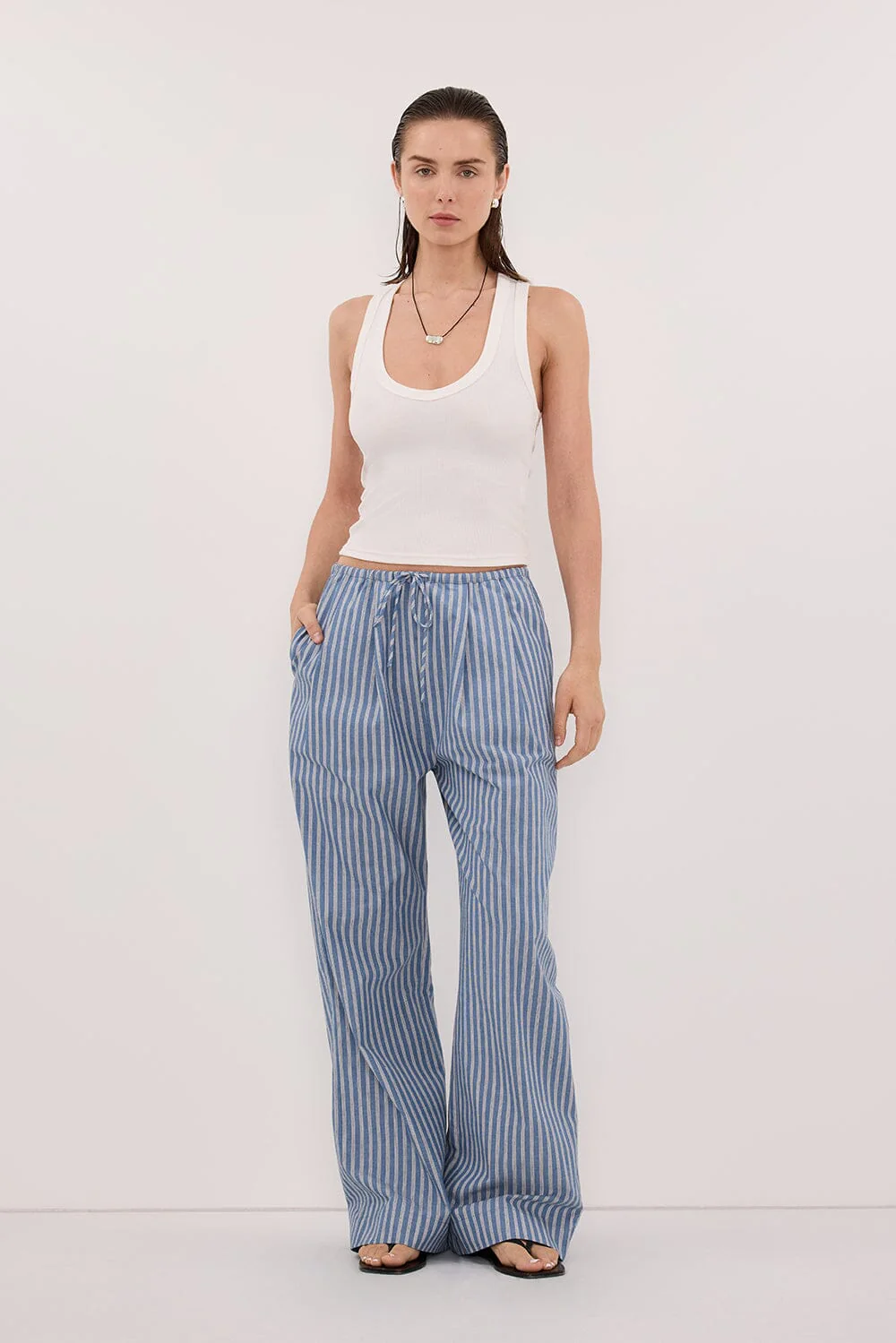 GRACIE BLUE STRIPE DRAWSTRING PANT - Image 7