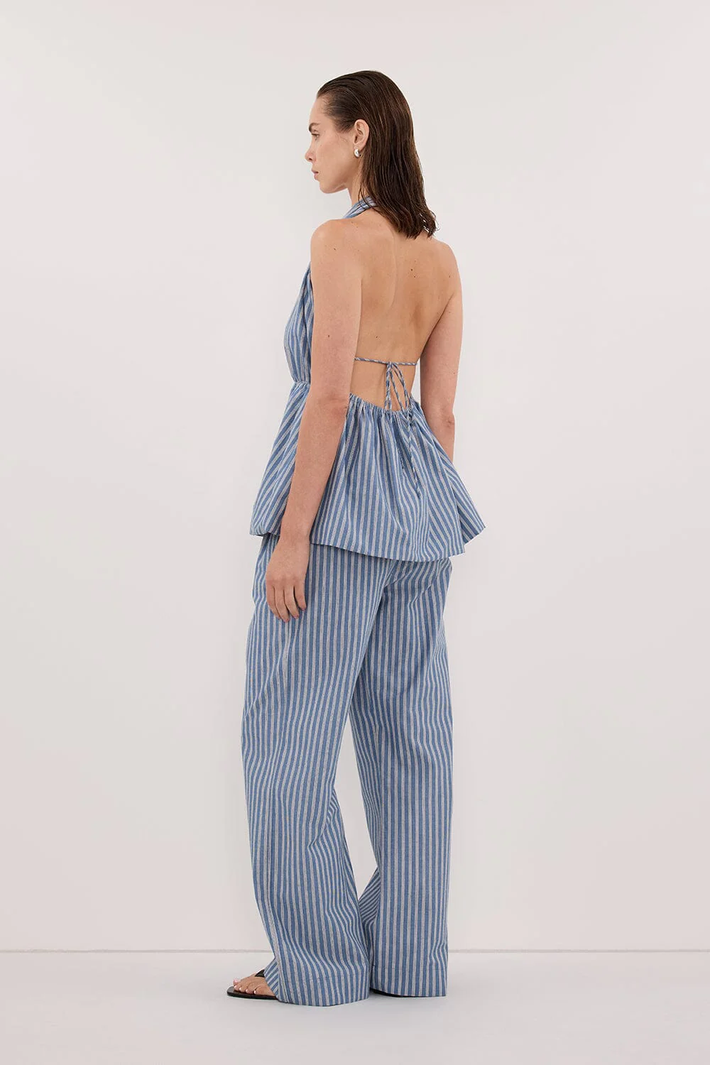 GRACIE BLUE STRIPE HALTER TOP - Image 5