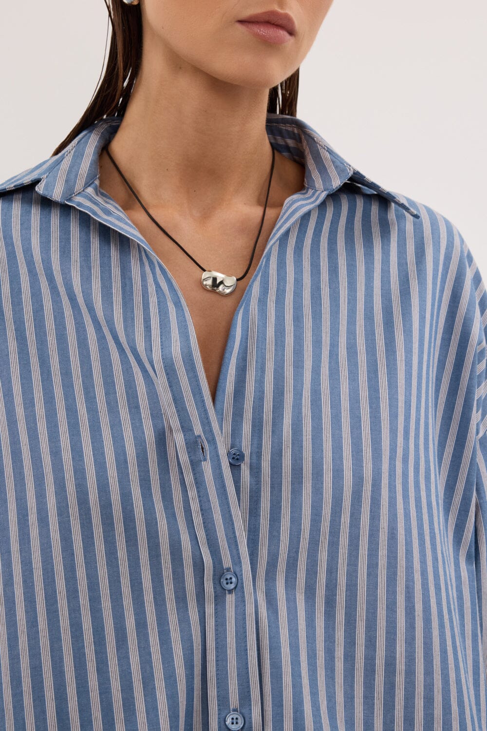 GRACIE LONG SLEEVE BLUE STRIPE SHIRT - Image 6