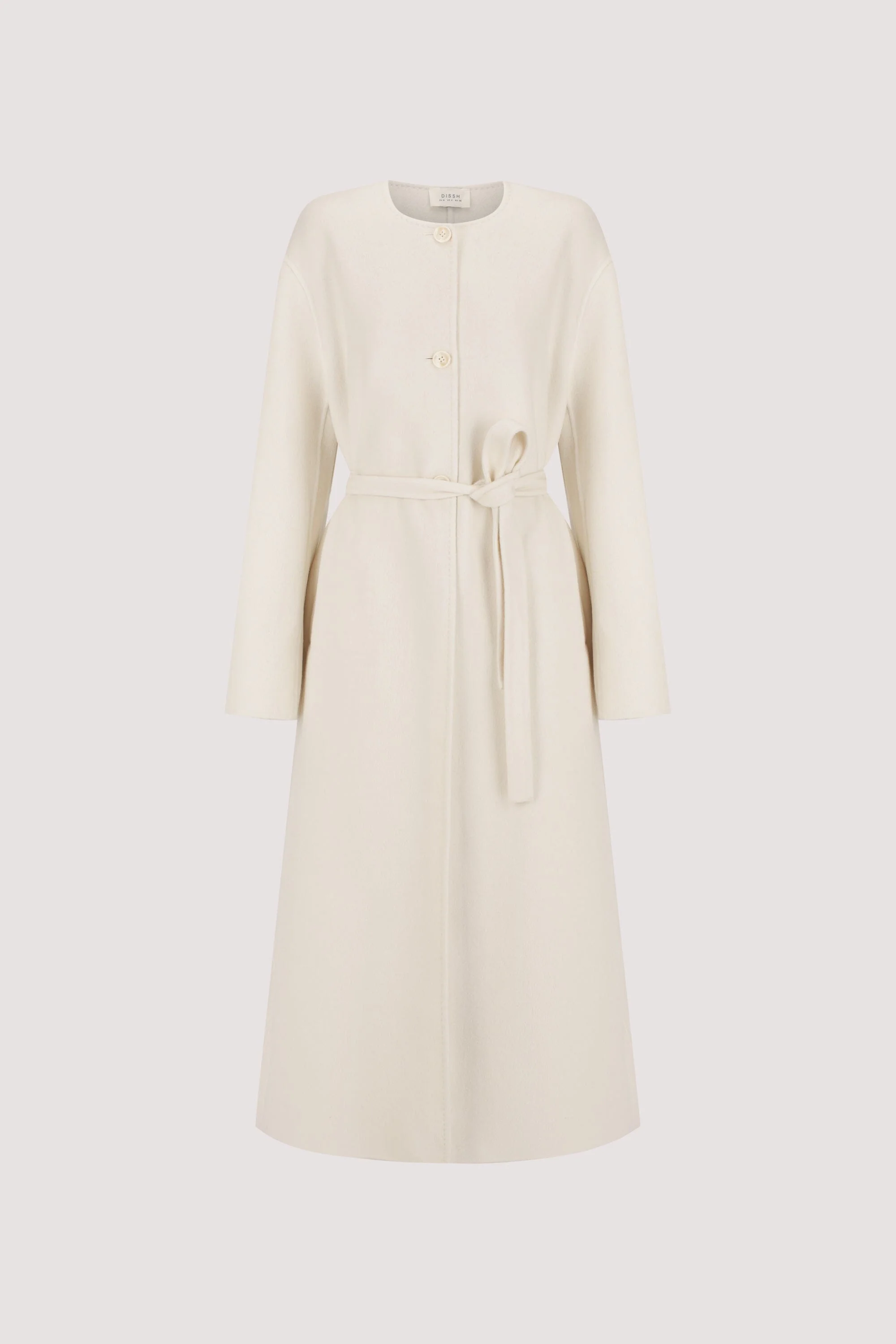 GRETA OFF WHITE COLLARLESS WOOL BLEND COAT - Image 8
