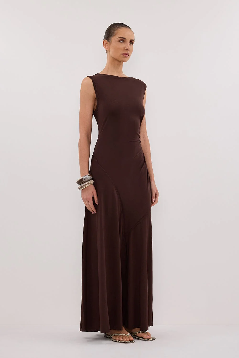 HADLEY CHOC SLEEVELESS KNIT MAXI DRESS - Image 3