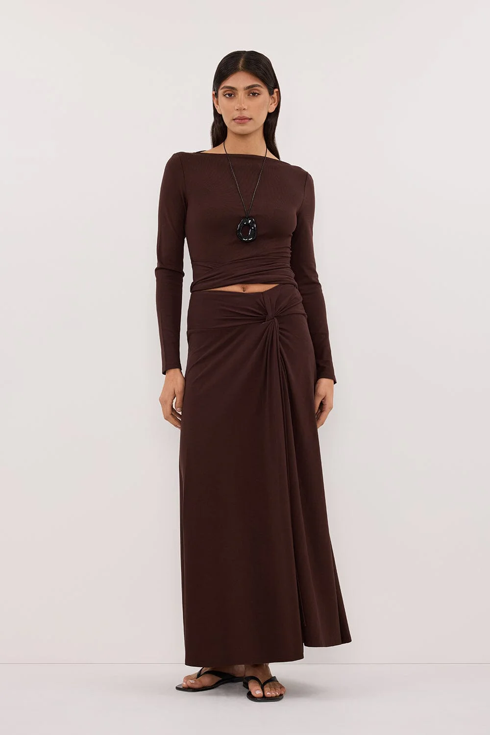 HADLEY CHOC TWIST MIDI SKIRT