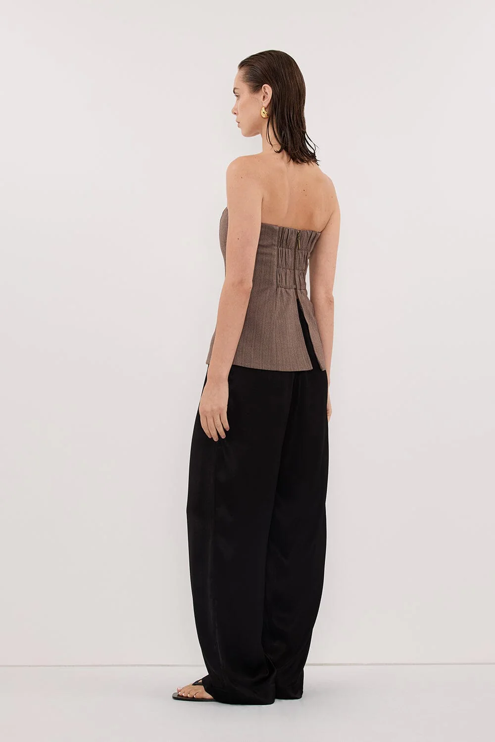 HAILEY CHOC STRAPLESS STRIPE BUSTIER TOP - Image 8