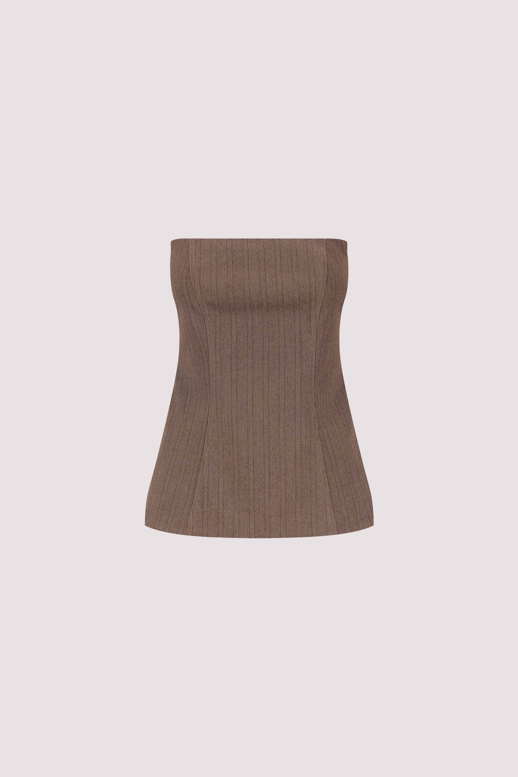 HAILEY CHOC STRAPLESS STRIPE BUSTIER TOP - Image 9