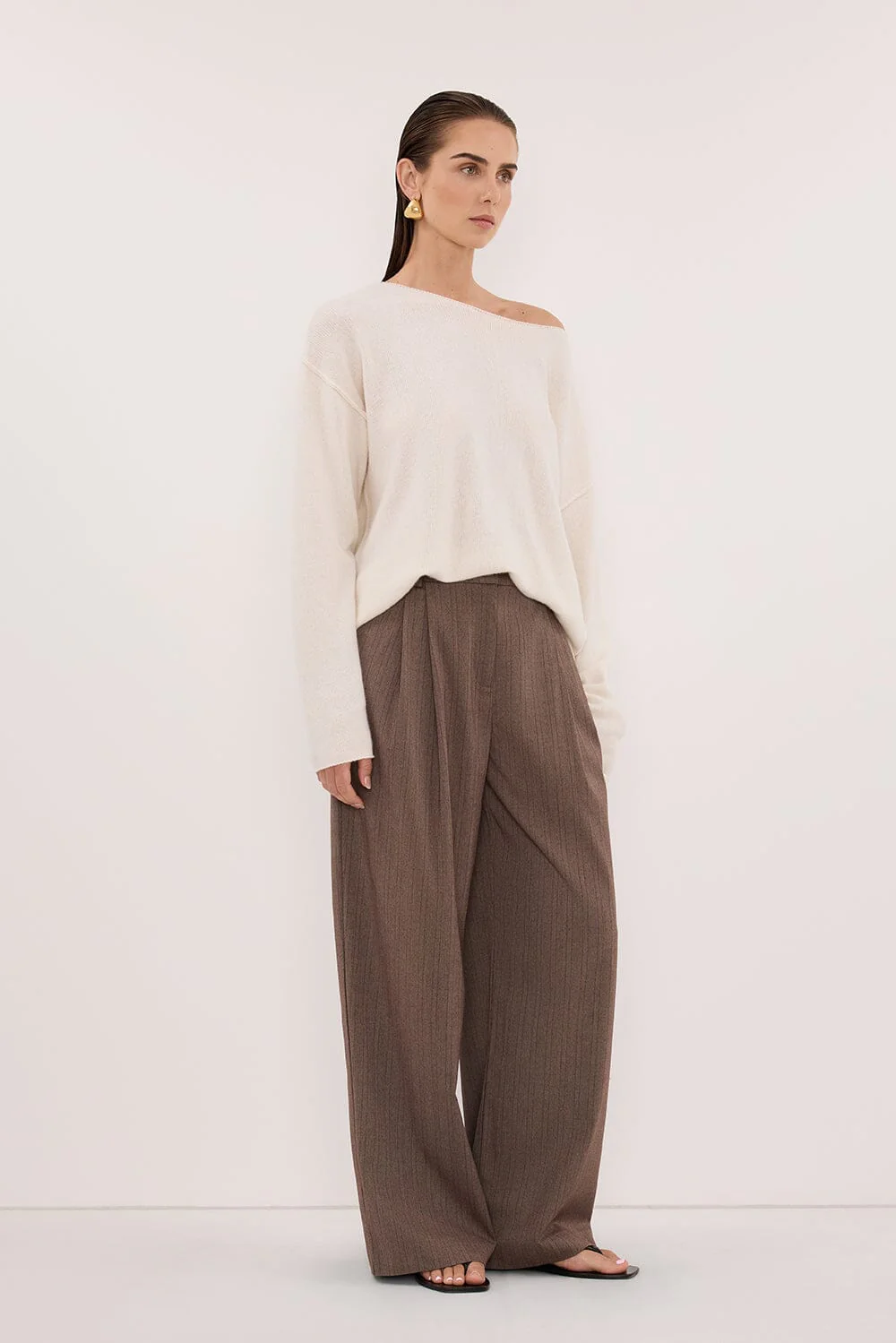HAILEY CHOC STRIPE RELAXED PANT - Image 3
