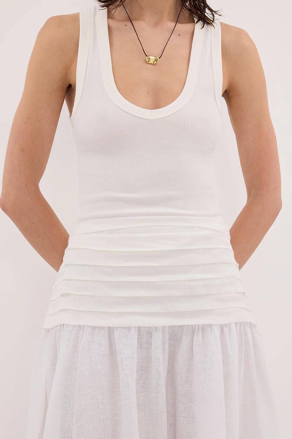 HALLIE WHITE LINEN MIDI SKIRT - Image 5