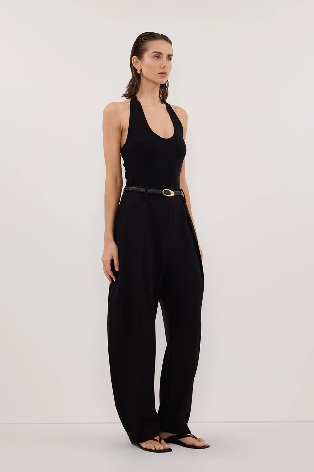 HARLAN BLACK KNIT HALTER TOP - Image 3