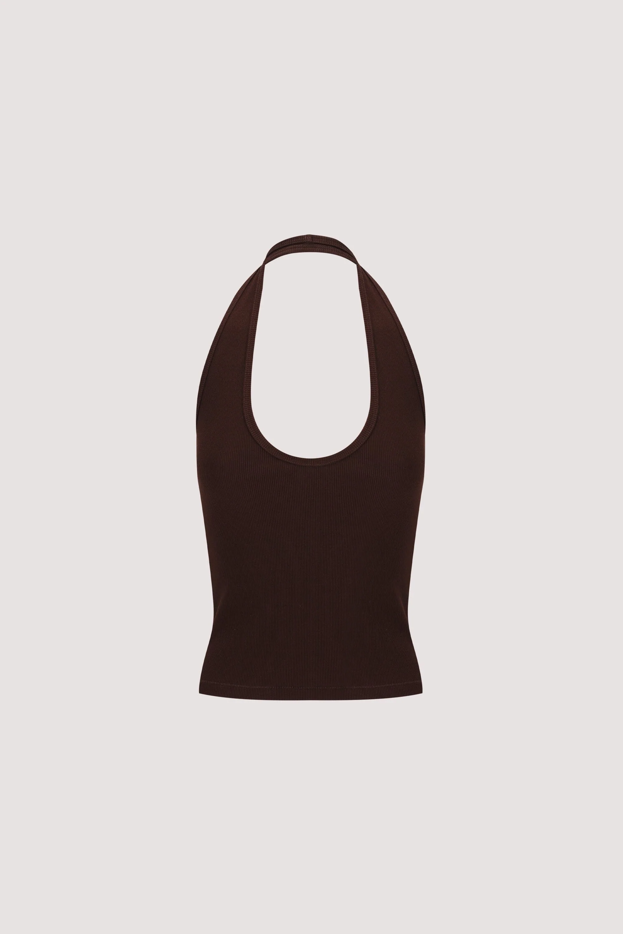 HARLAN BURNT CHOC KNIT HALTER TOP - Image 6