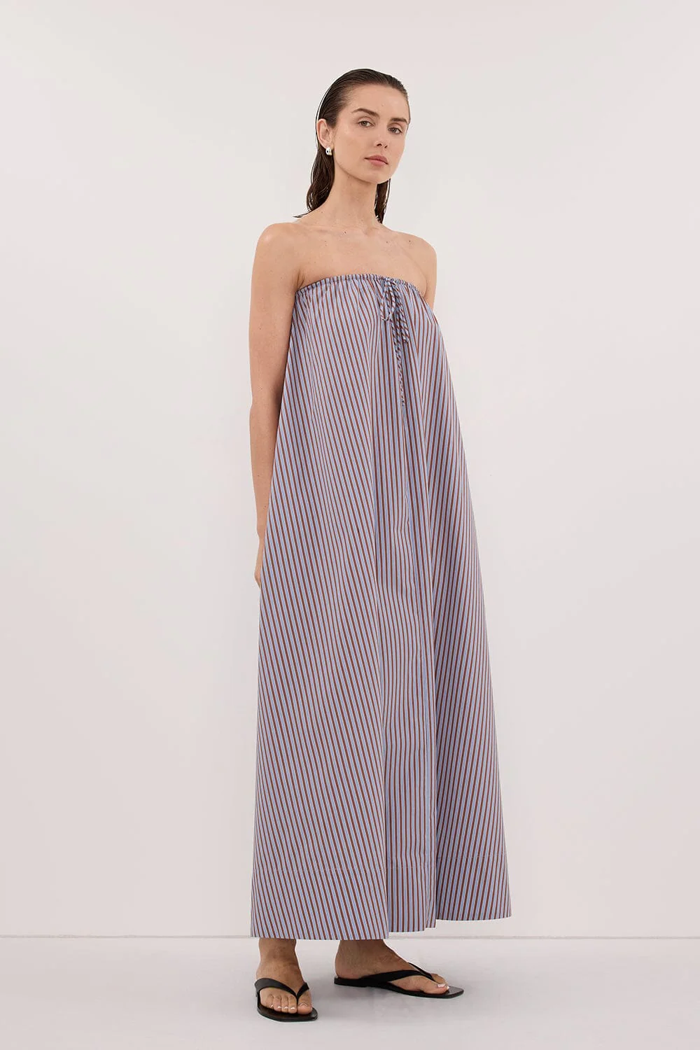HARRI STRIPE STRAPLESS MIDI DRESS - Image 4