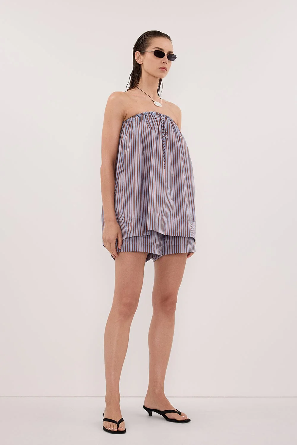 HARRI STRIPE STRAPLESS TOP - Image 3
