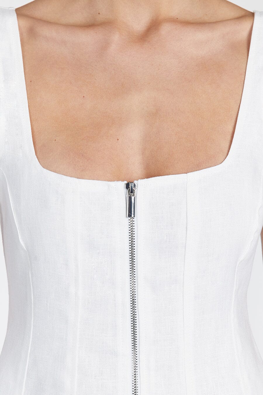 HARRIET WHITE LINEN MINI DRESS - Image 5