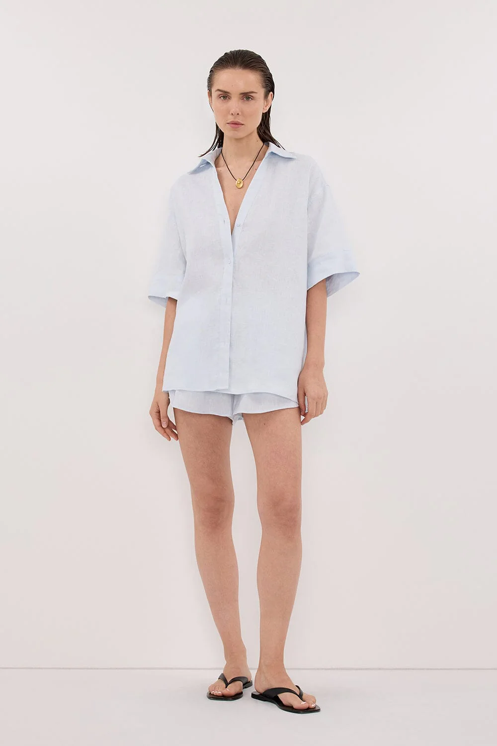 HELENA CORNFLOWER OVERSIZED LINEN SHIRT