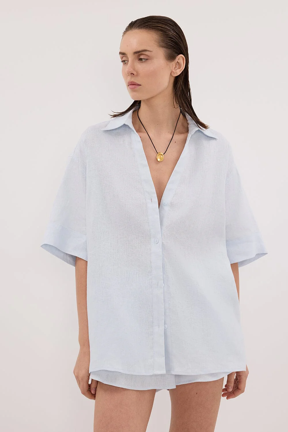 HELENA CORNFLOWER OVERSIZED LINEN SHIRT - Image 2