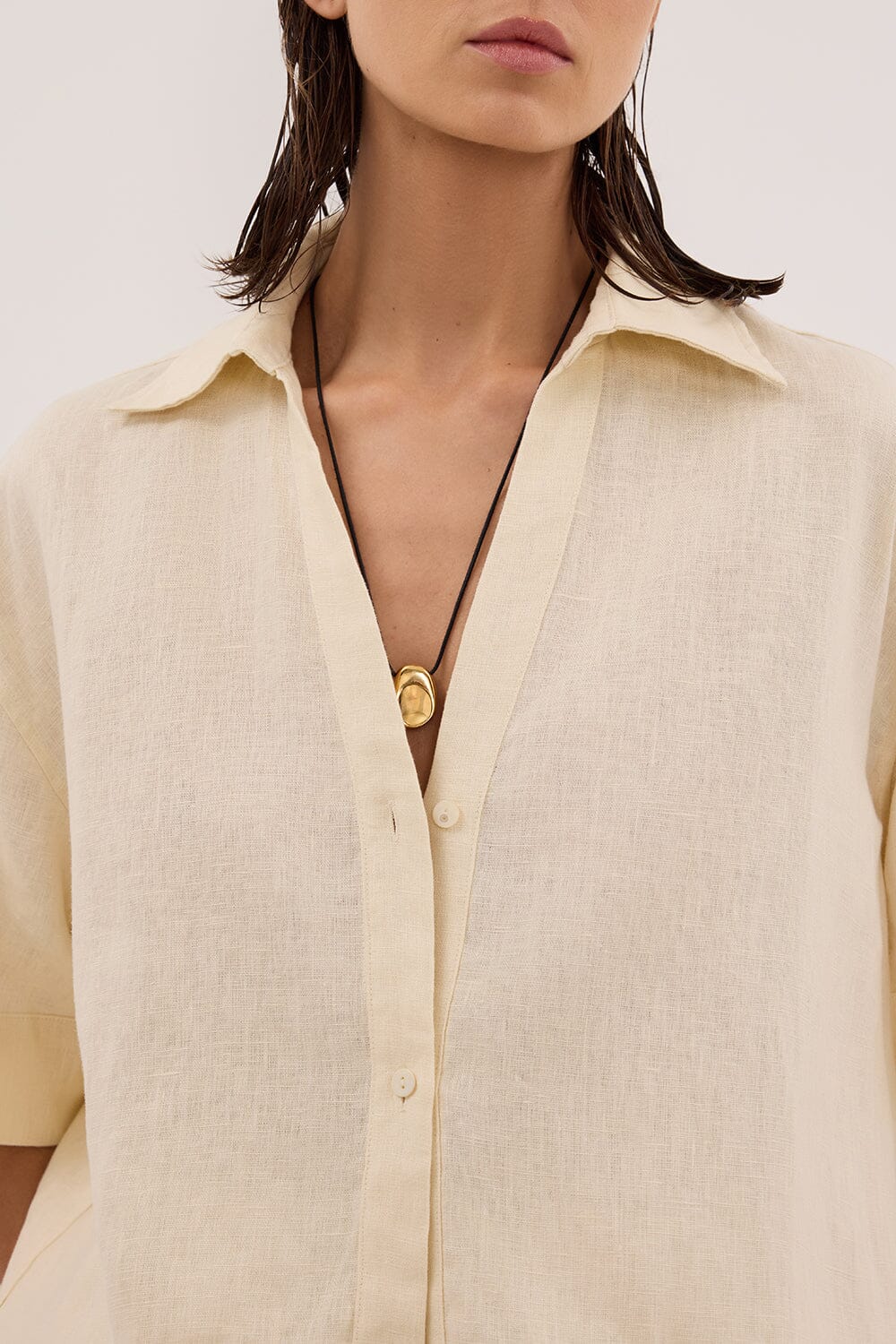 HELENA STRAW OVERSIZED LINEN SHIRT - Image 5