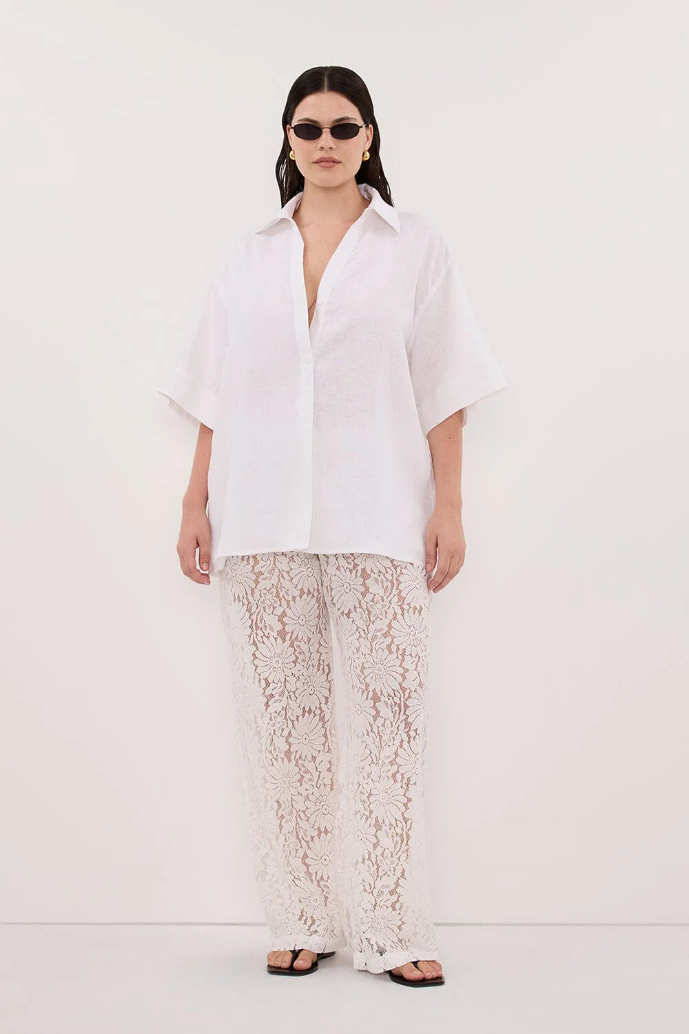 HELENA WHITE OVERSIZED LINEN SHIRT - Image 6