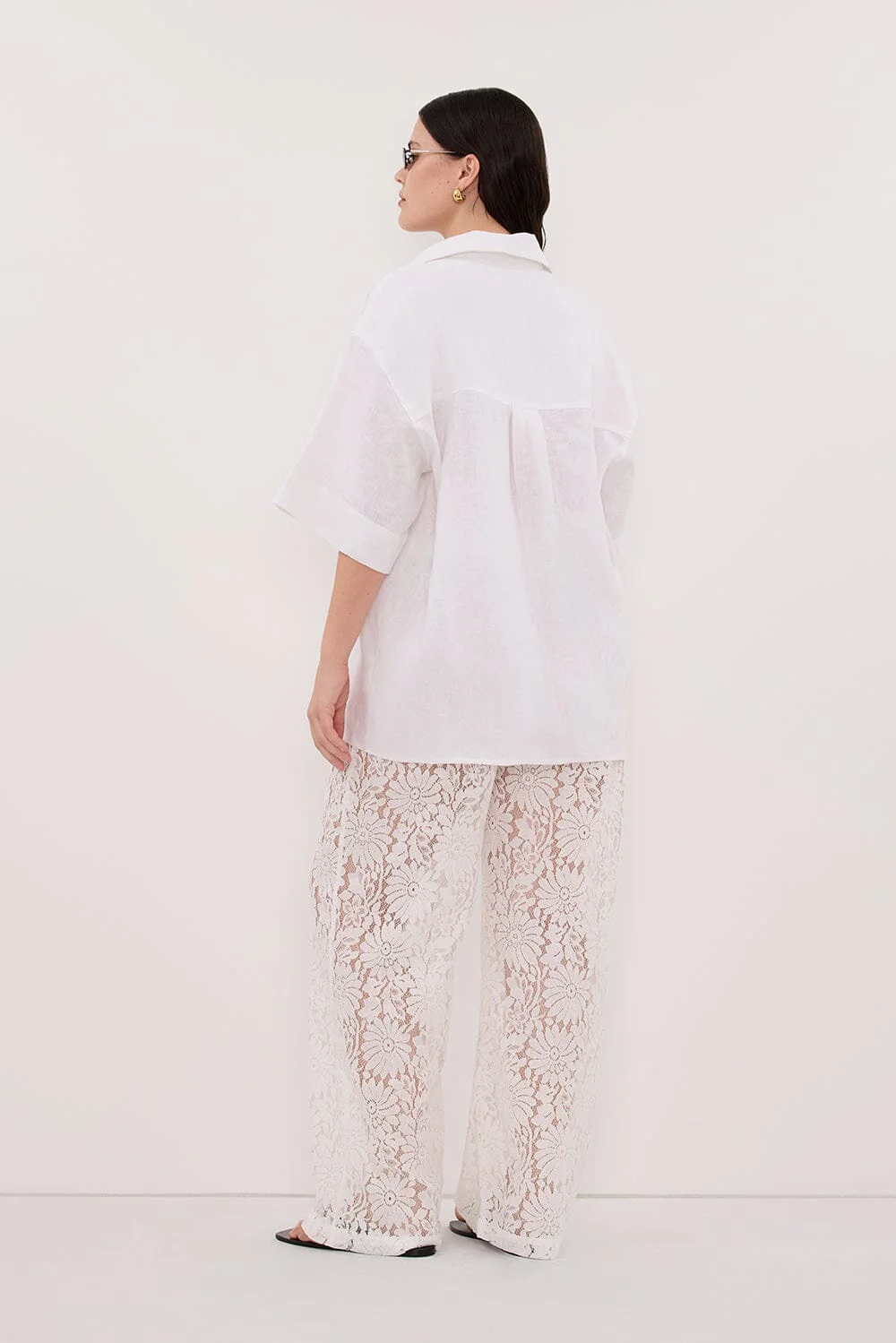 HELENA WHITE OVERSIZED LINEN SHIRT - Image 7