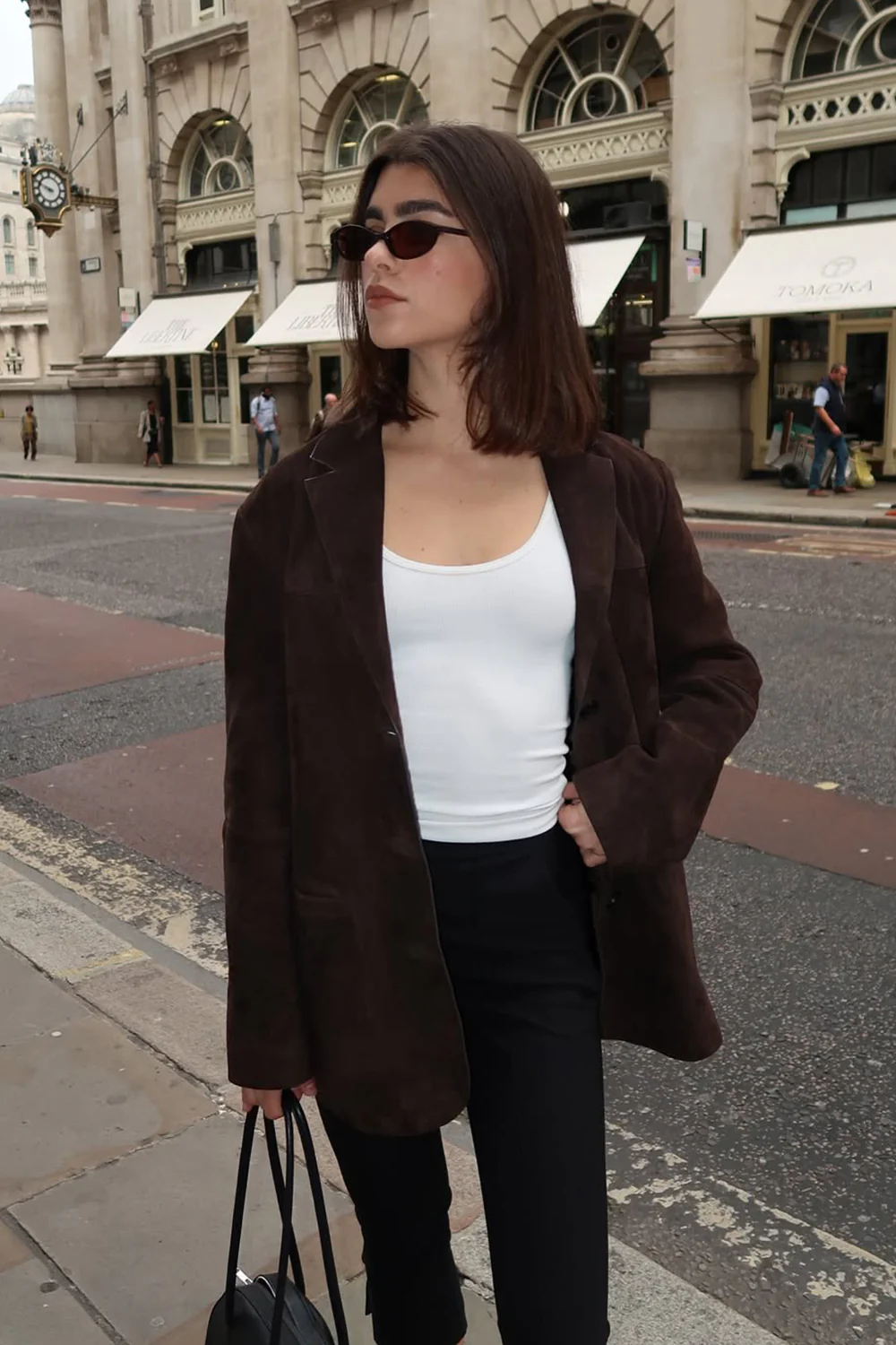 HENDRIX BITTER CHOC OVERSIZED SUEDE LEATHER JACKET - Image 2