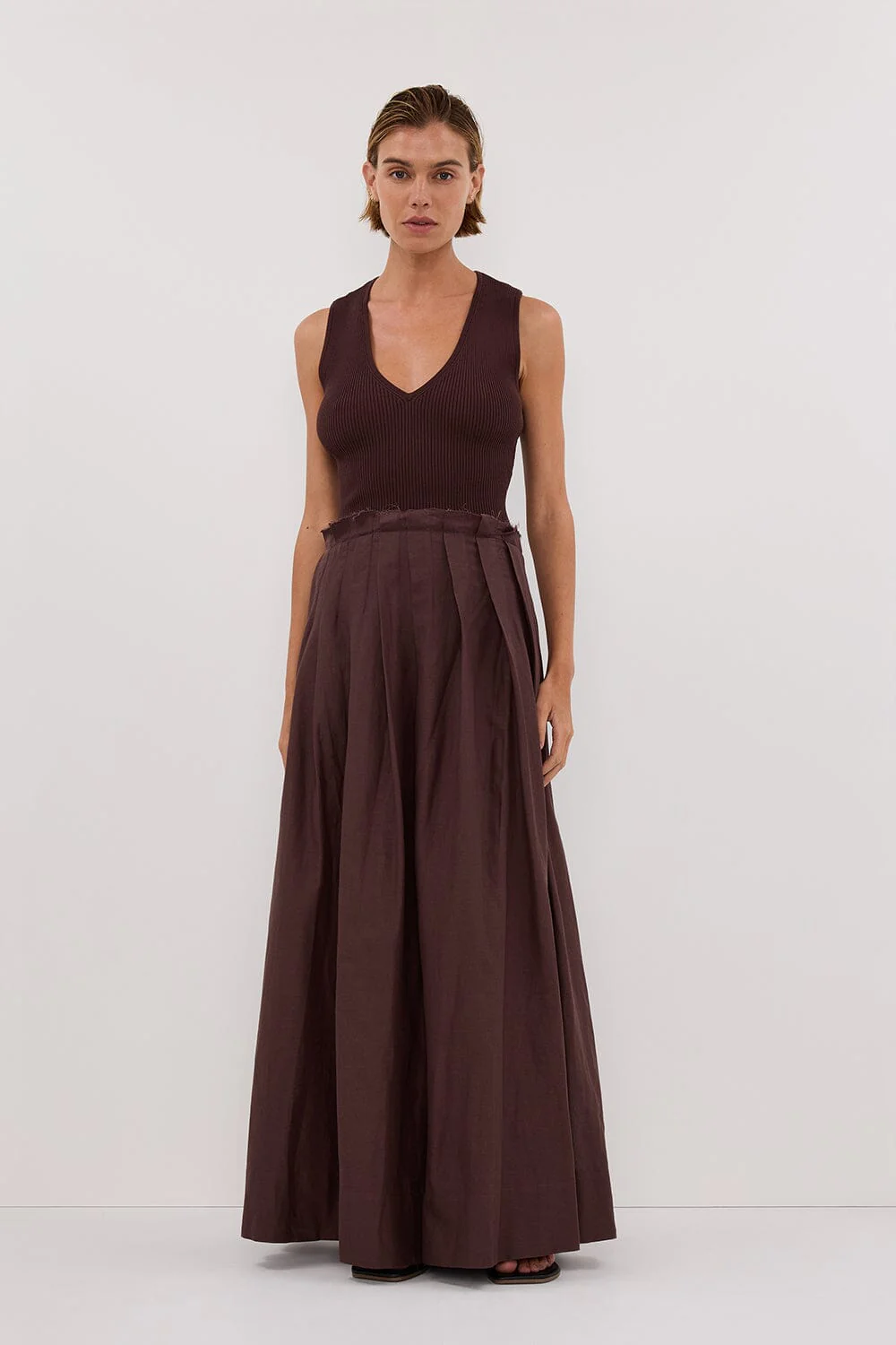 HOLLY BITTER CHOC HYBRID MIDI DRESS - Image 3