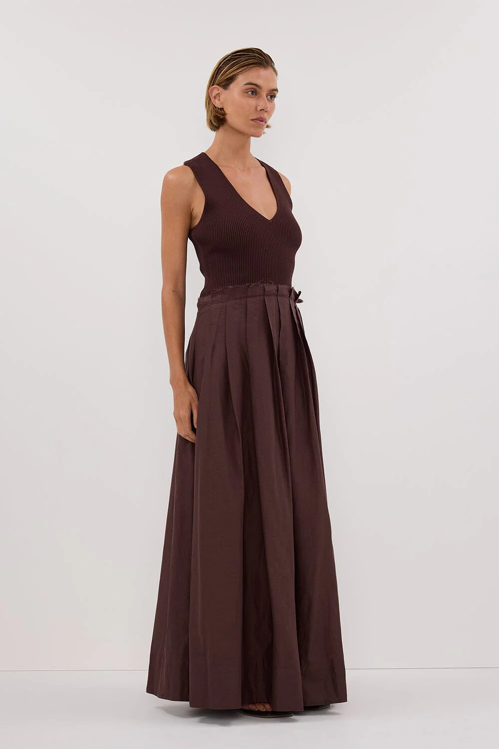 HOLLY BITTER CHOC HYBRID MIDI DRESS - Image 4