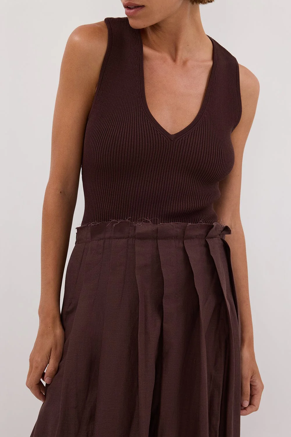 HOLLY BITTER CHOC HYBRID MIDI DRESS - Image 6
