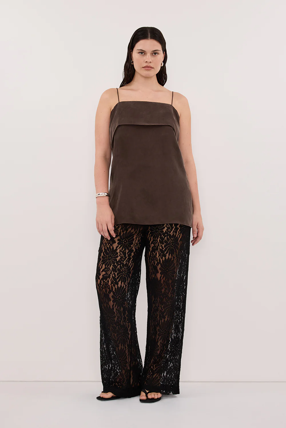IDA BITTER CHOC SLEEVELESS FOLDOVER CAMI TOP - Image 6