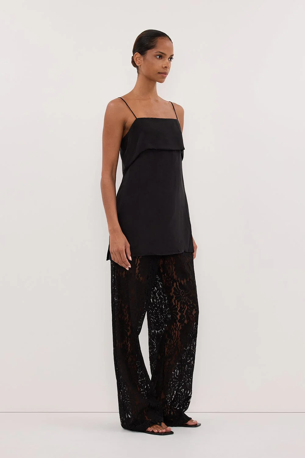 IDA BLACK SLEEVELESS FOLDOVER CAMI TOP - Image 3