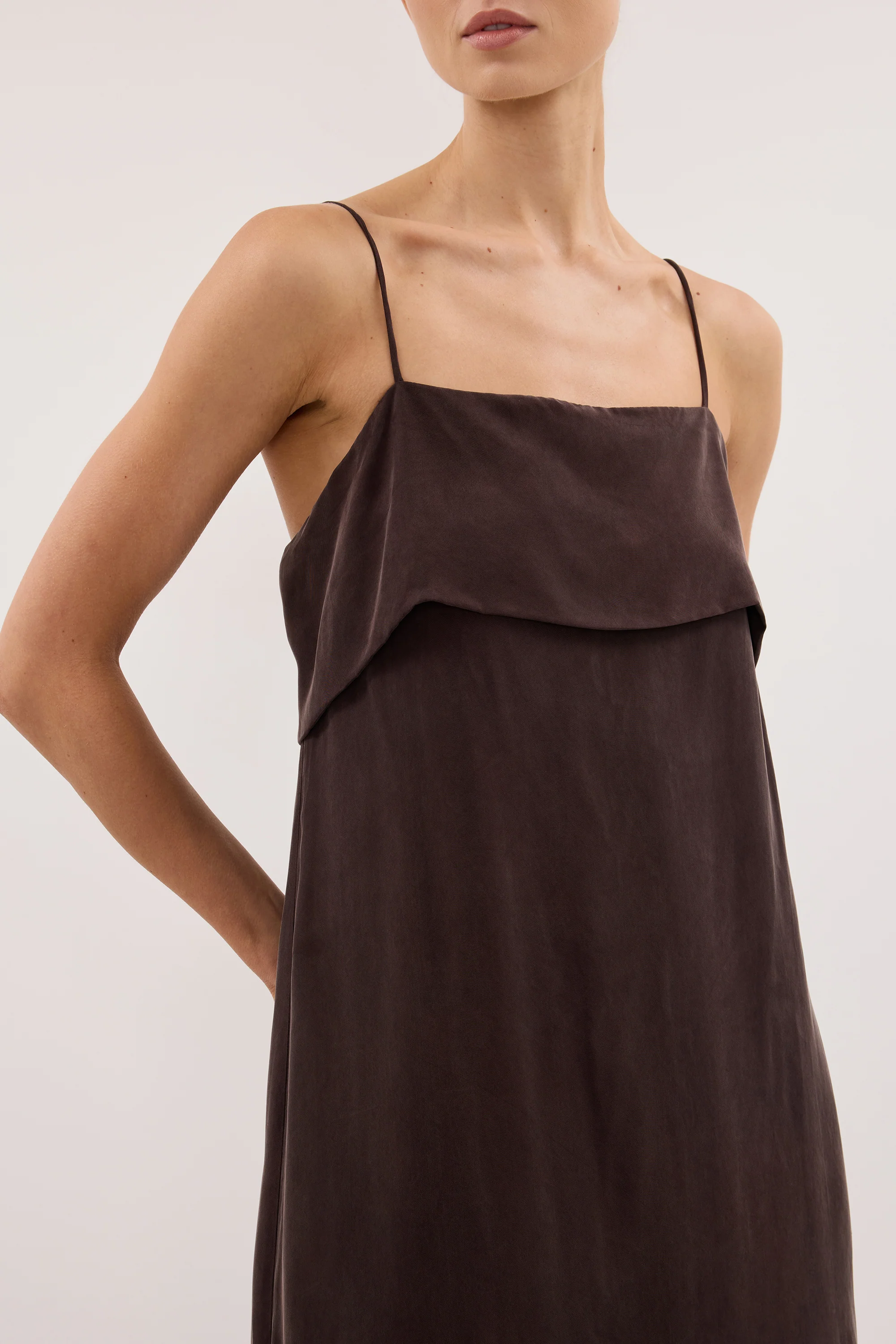 IDA PLUM CHOC CUPRO MIDI DRESS - Image 5