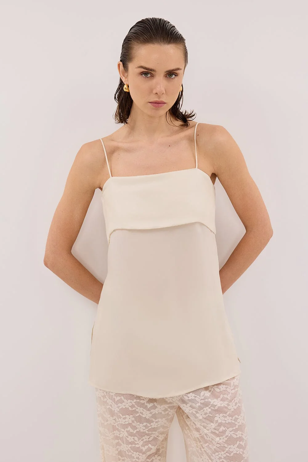 IDA SANDSTONE SLEEVELESS FOLDOVER CAMI TOP - Image 2