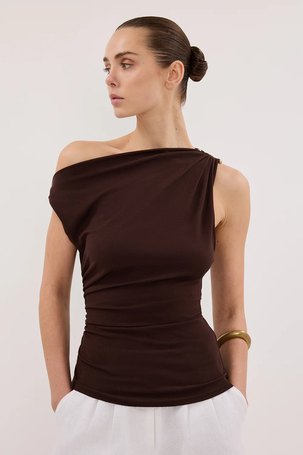 INEZ CHOC ASYM KNIT TOP - Image 2