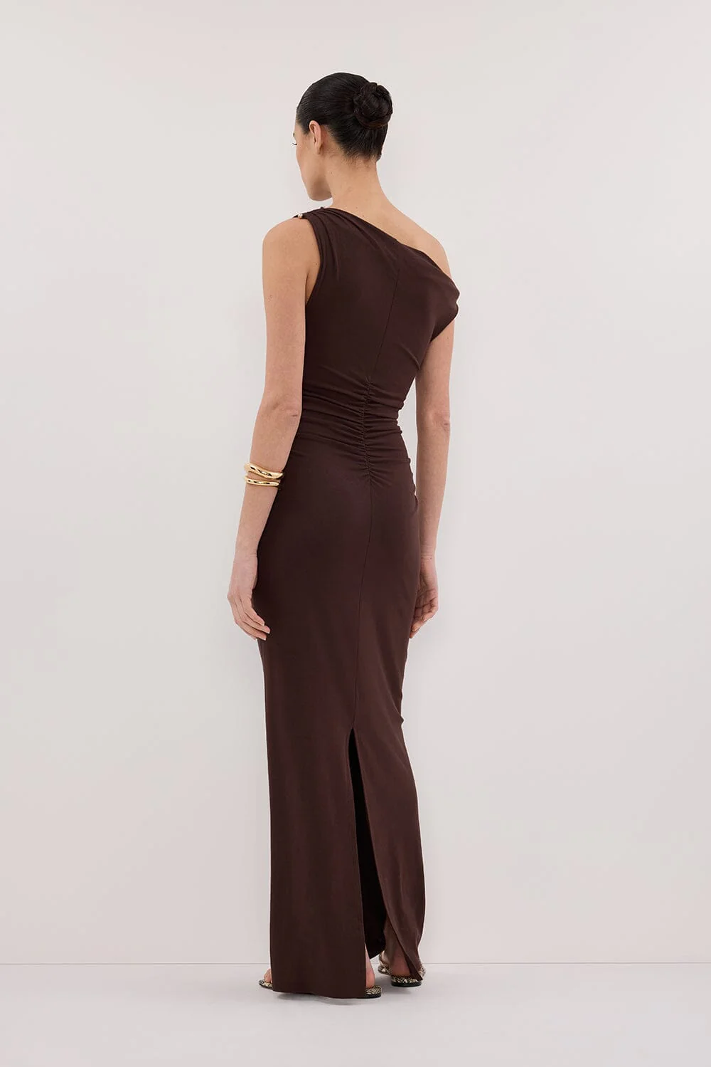 INEZ CHOC ASYM KNIT MIDI DRESS - Image 4