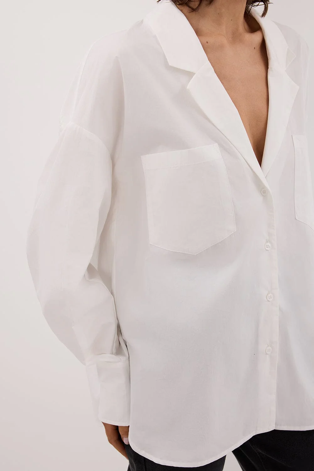 IRENE WHITE LONG SLEEVE NOTCH COLLAR SHIRT - Image 5