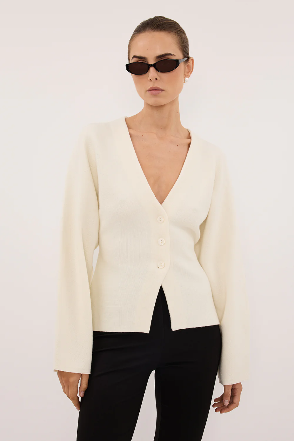 ISLA CREAM V NECK CARDIGAN - Image 2