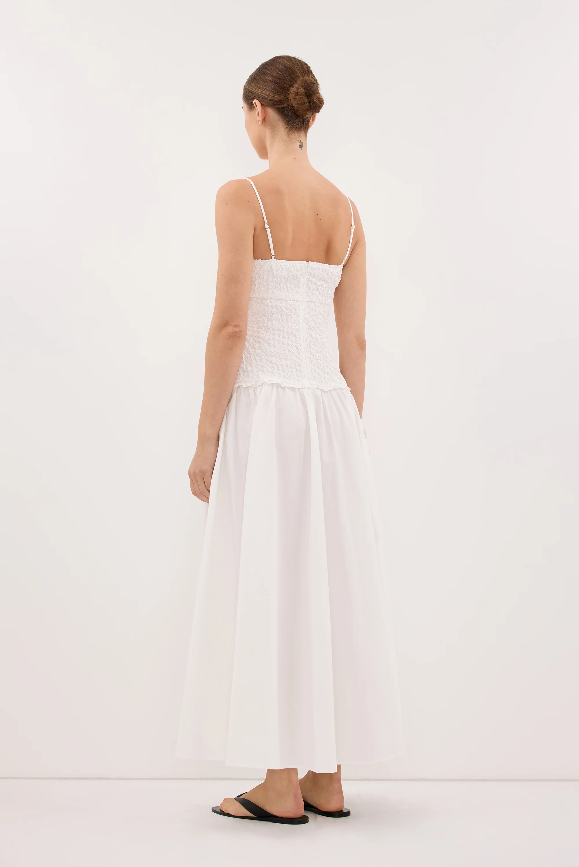 IZAIAH WHITE COTTON MIDI DRESS - Image 5