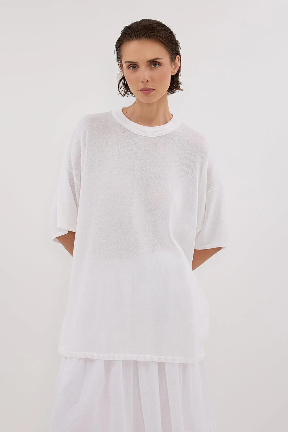 JACKI IVORY OVERSIZED KNIT TEE - Image 2