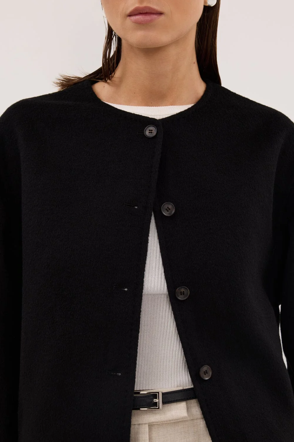 JACLYN BLACK CROPPED WOOL BLEND COAT - Image 5