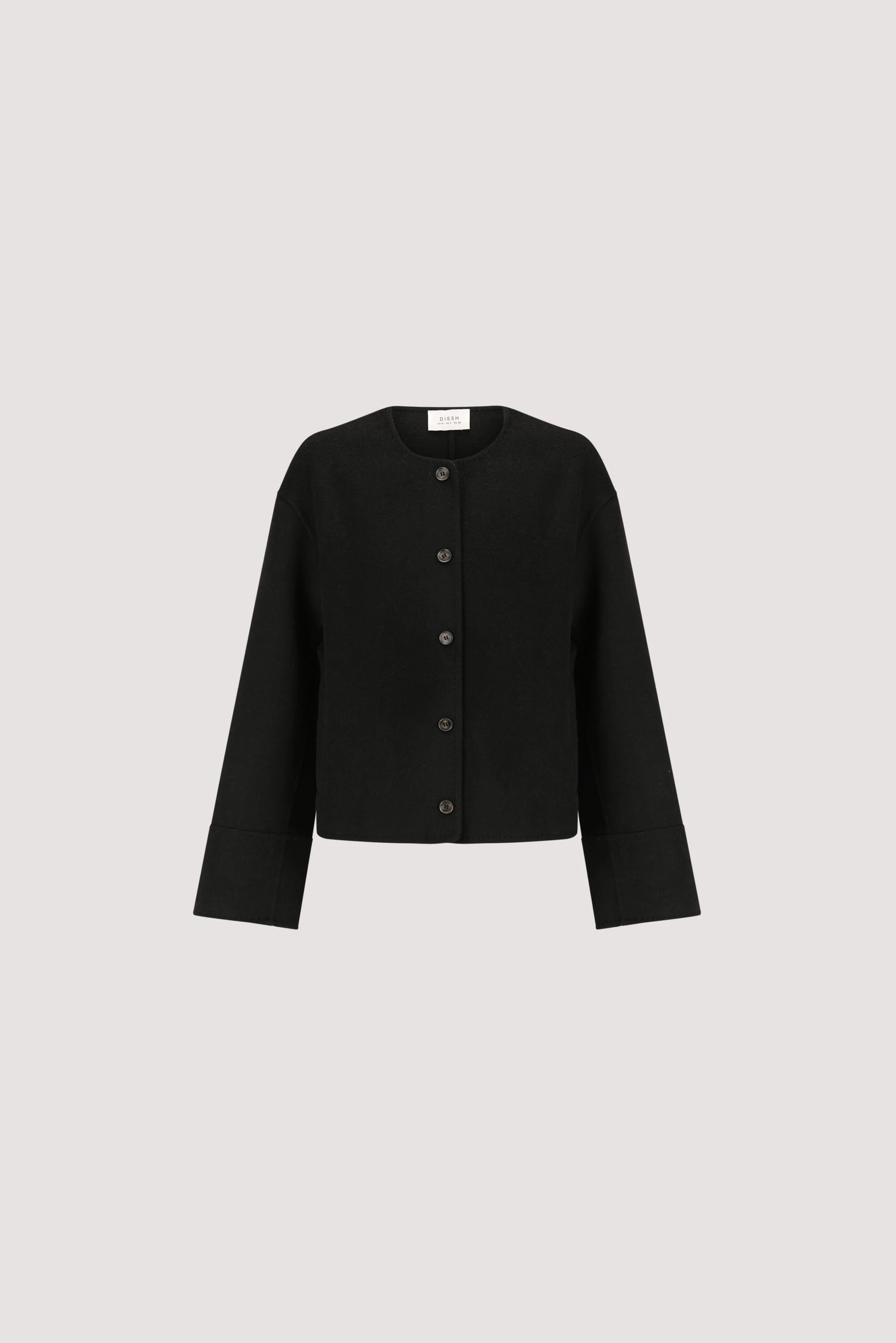 JACLYN BLACK CROPPED WOOL BLEND COAT - Image 8