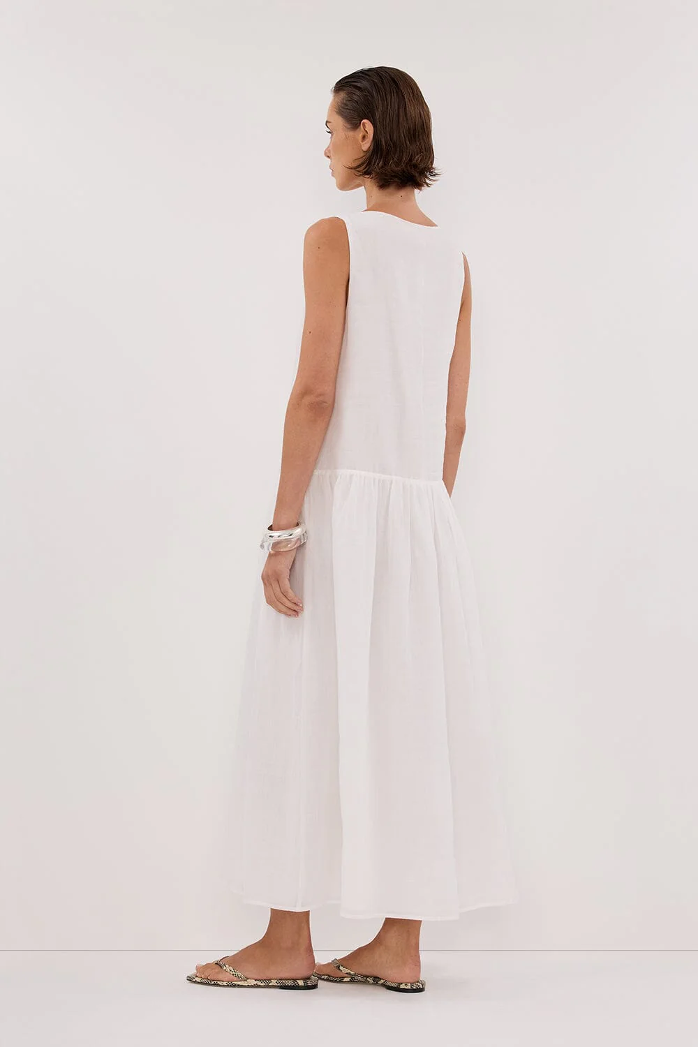 JACQUES WHITE RAMIE MIDI DRESS - Image 4