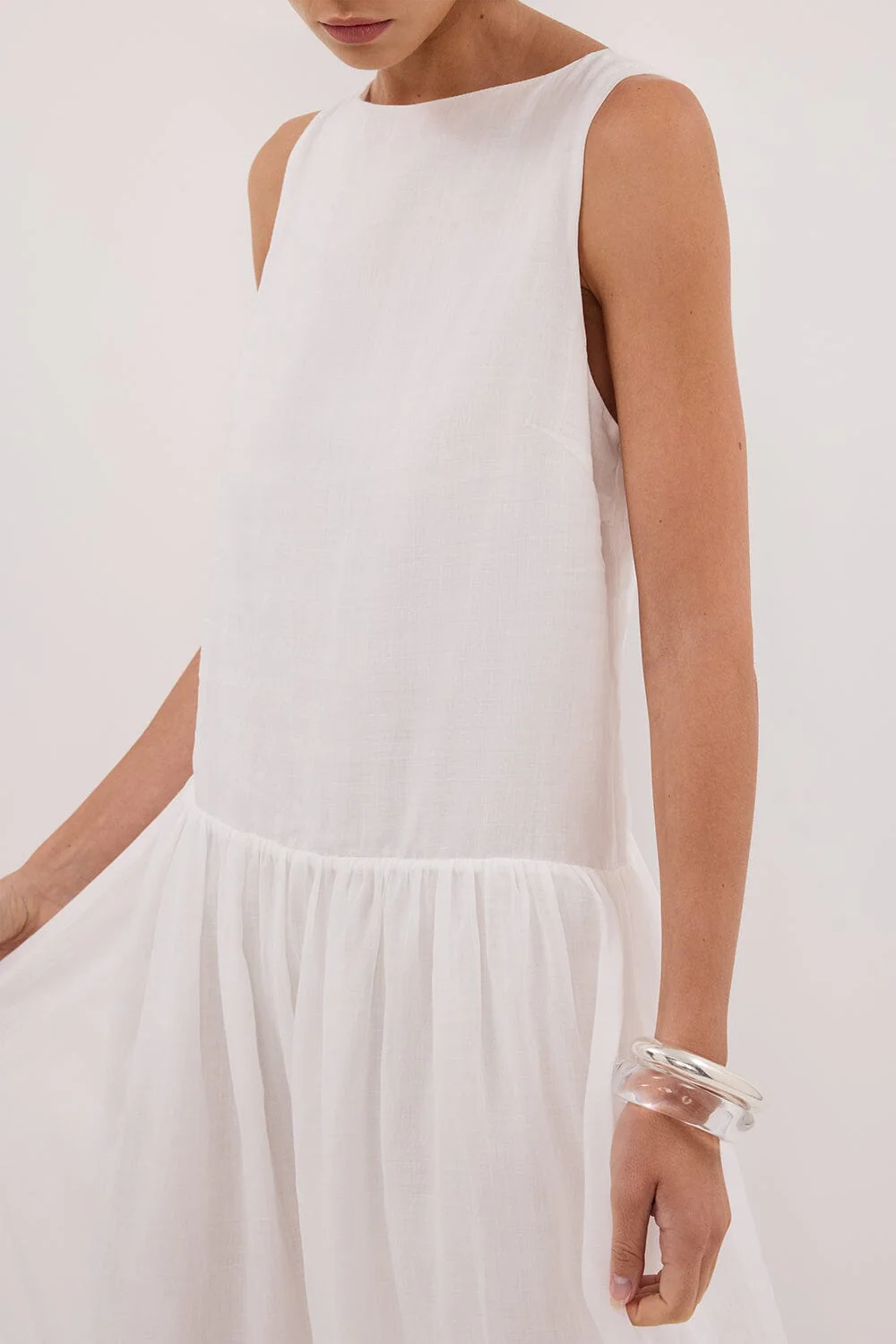 JACQUES WHITE RAMIE MIDI DRESS - Image 5