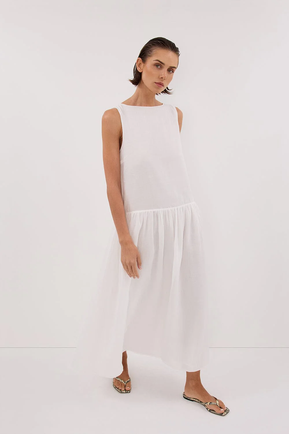 JACQUES WHITE RAMIE MIDI DRESS - Image 6