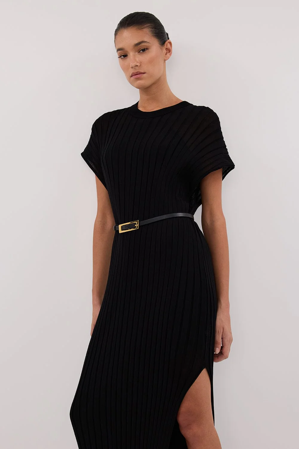 JADE BLACK KNIT MAXI DRESS - Image 2