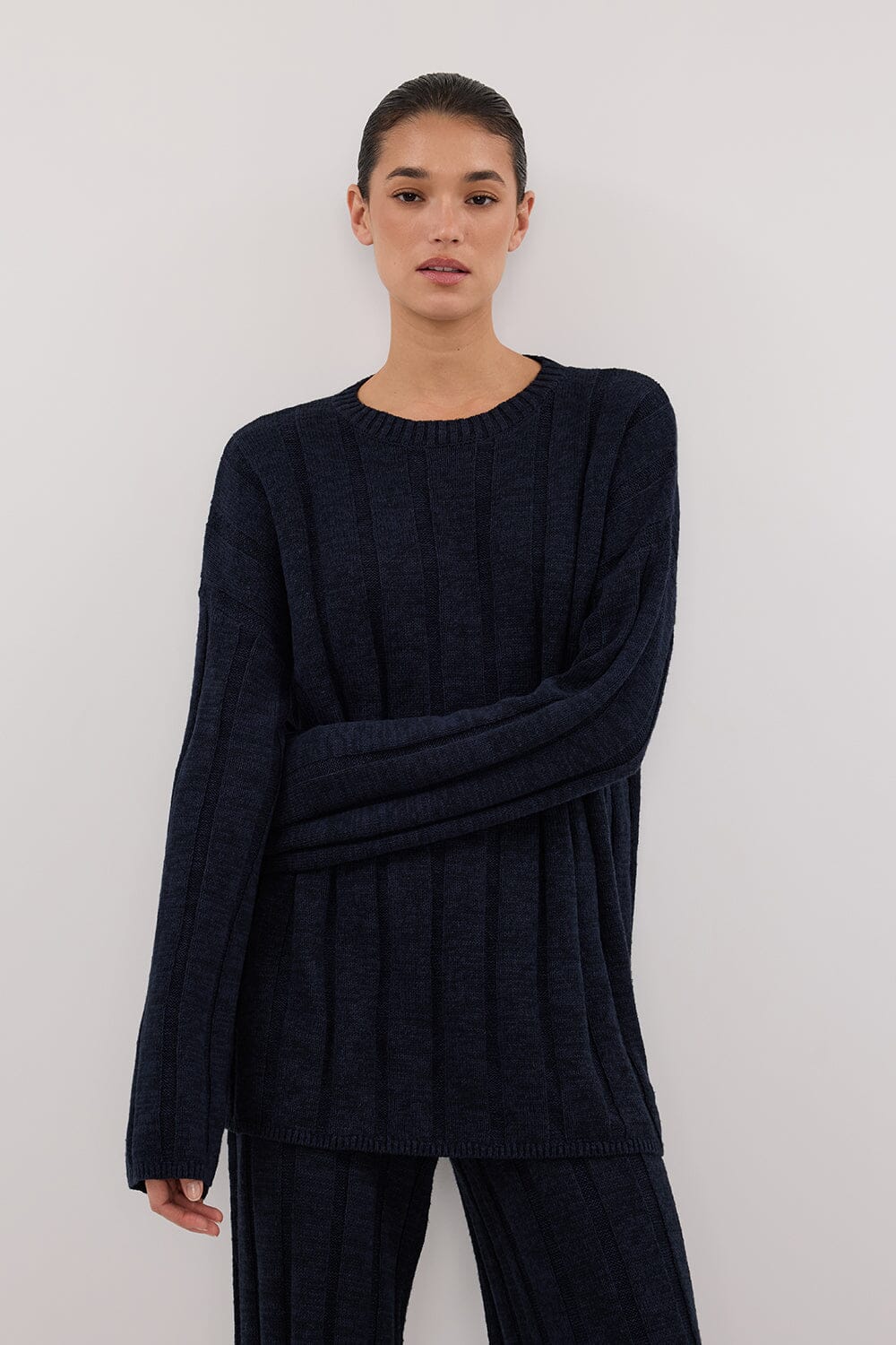 JAZZ INDIGO CREW NECK KNIT TOP - Image 2