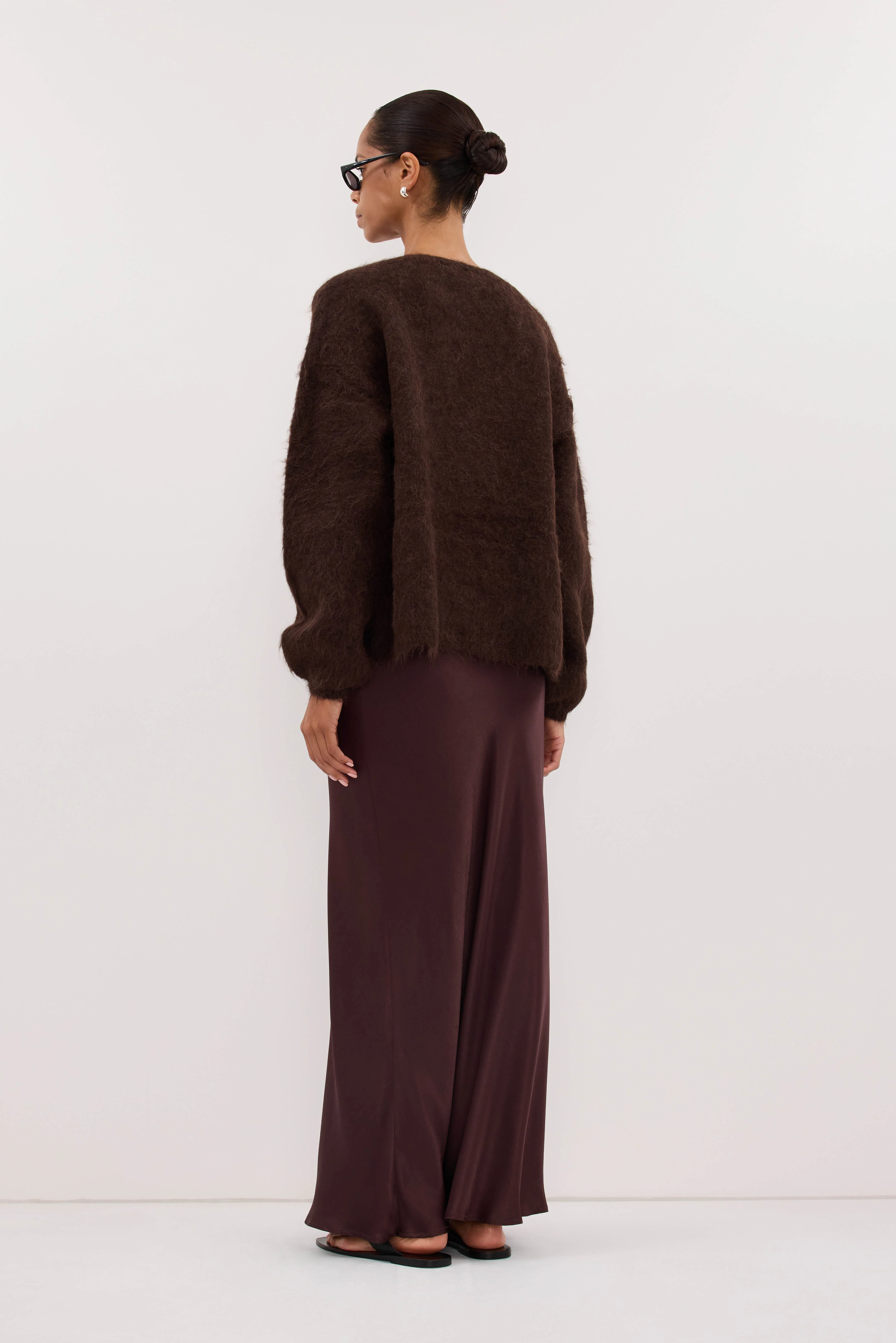 JOEY PLUM CHOC SATIN MAXI DRESS - Image 7