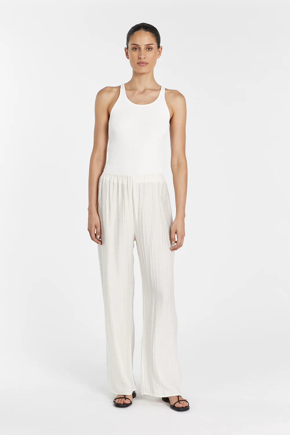 JOLIE CREAM MARLE DRAWSTRING PANT - Image 4