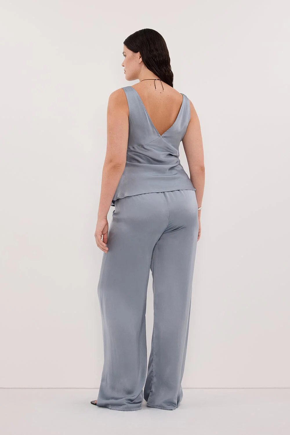 JORJA DUSTY BLUE SLEEVELESS SILK TOP - Image 8
