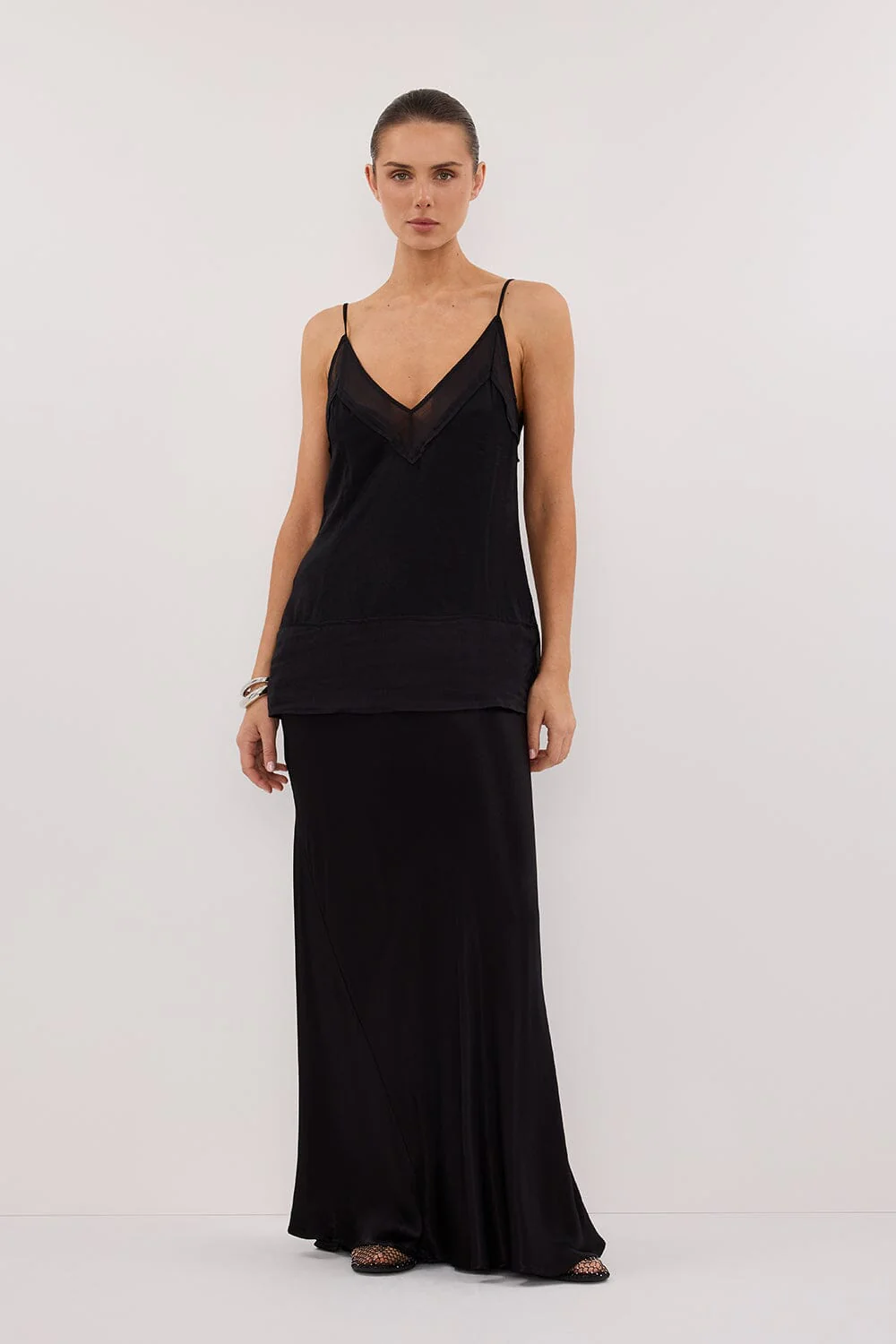 JUDE BLACK SATIN RAMIE CAMI TOP