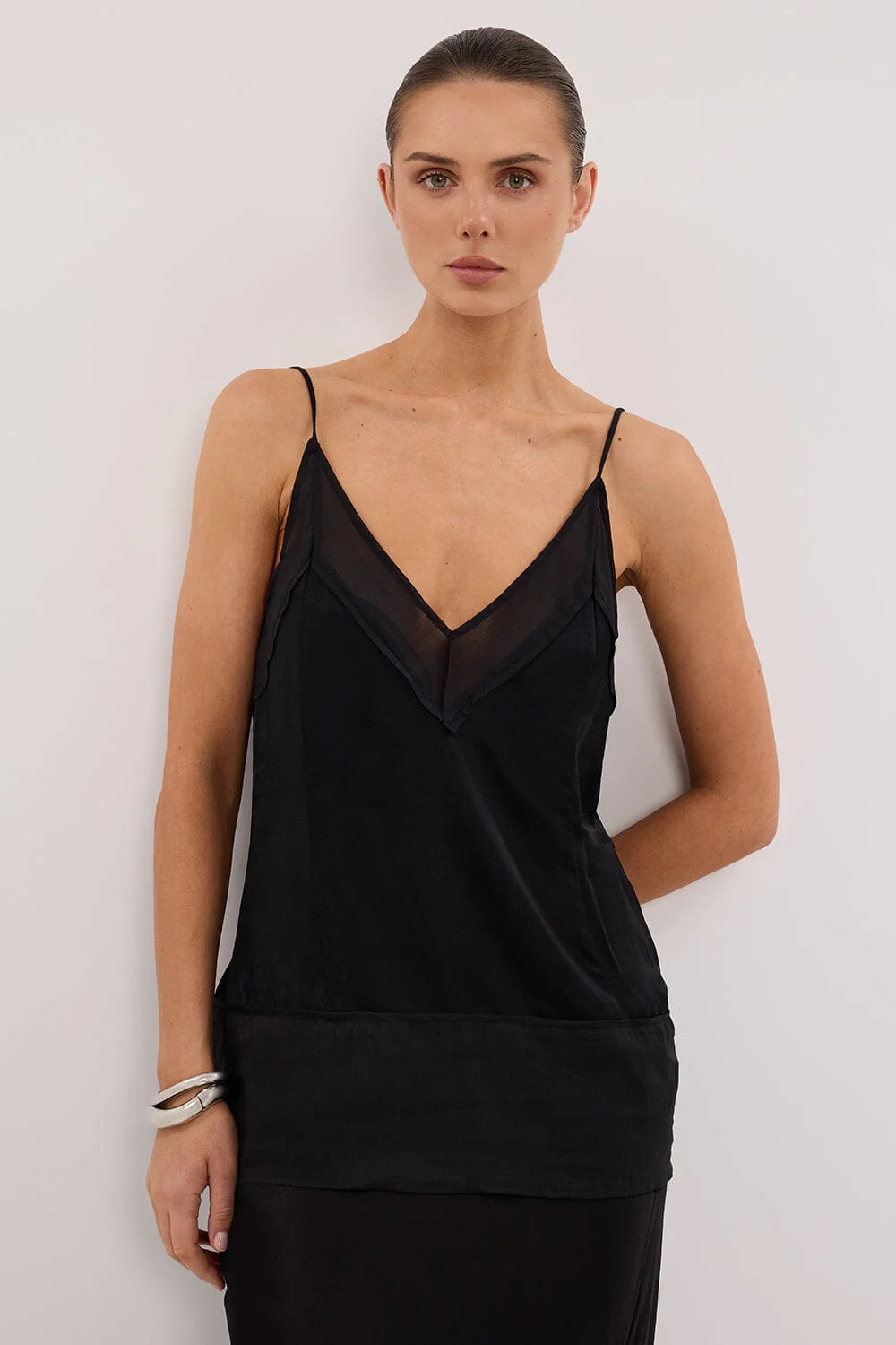 JUDE BLACK SATIN RAMIE CAMI TOP - Image 2